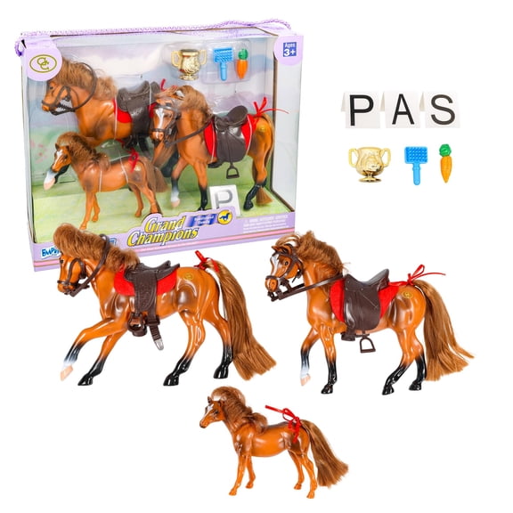 Grand Champions Saddlebred Family Chestnut Horse Figure Set