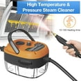 thumbnail image 3 of NEI Handheld Steam Cleaner，2500W Hand-Held High Pressure Portable Cleaning Machine with 3 Brush, High Temperature Steamer for Home Use, Kitchen, Furniture, Bathroom, Car (Orange), 3 of 14