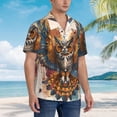 thumbnail image 3 of Susaid Colorful Owl Tattoo Art Print Short Sleeve Shirts Button Down Casual Shirts Summer Beach Aloha Button Down Short Sleeve for Men ,Small, 3 of 7