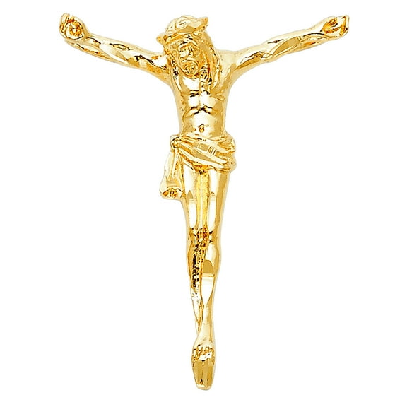 14k Yellow Gold Religious Faith Inspiration Jesus Christ Body Pendant Necklace 26x34mm Pendant for Women