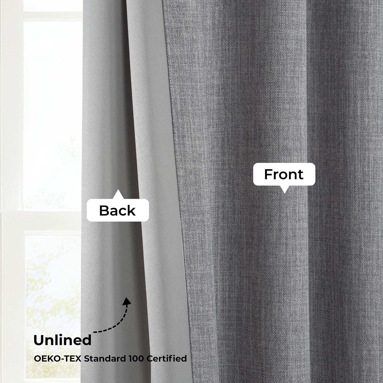 HPD Half Price Drapes Blazer Grey Extra Wide Faux Linen Room Darkening Curtains for Bedroom & Living Room Curtains (1 Panel), Window Curtains 120 inches long, extra wide curtains, 100W X 120L