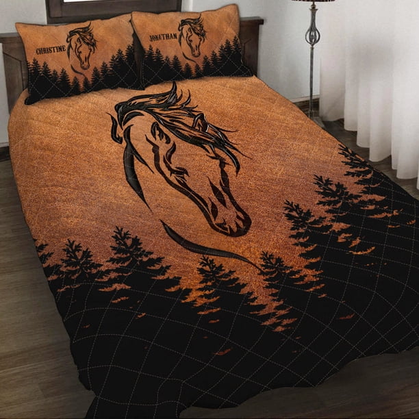 Love Horses - Juego de edredón personalizado de caballos