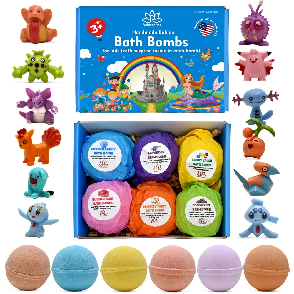 Bath Bombs for Kids with Surprise Poke Toys Inside Gift Set for Girls & Boys Multicolored