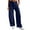 Blue, variant on OSOLU Solid Color Women Cozy Mid-Waist Cargo Jeans Stretch Wide Leg Denim Pants With Pockets Trousers Daily Relaxed Fit Breathable Bottoms
