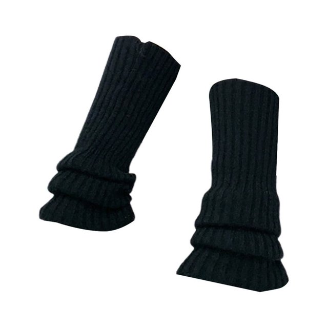 1 Pair Thickened Warm Elastic Leg Warm Socks Japanese Style Sweet Girl Ribbed Knitted Boot Cuffs for Daily Wear