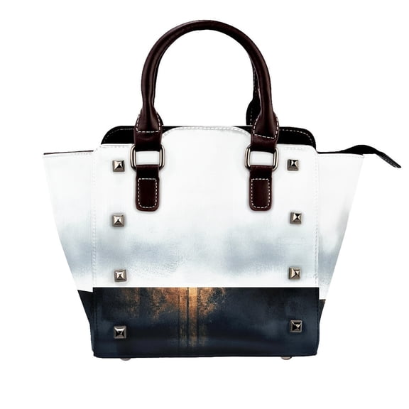 Landscape Rivet Handbag Studded Satchel One-Shoulder Tote Bag for Women