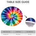 thumbnail image 6 of Colorful Rainbow Tie Dye Spiral Pattern Round Fitted Tablecloth with Elastic Edge,Dining Table Cover Waterproof,Outdoor Round Tablecloth for Camping,Dining,Indoor and Outdoor, 6 of 7