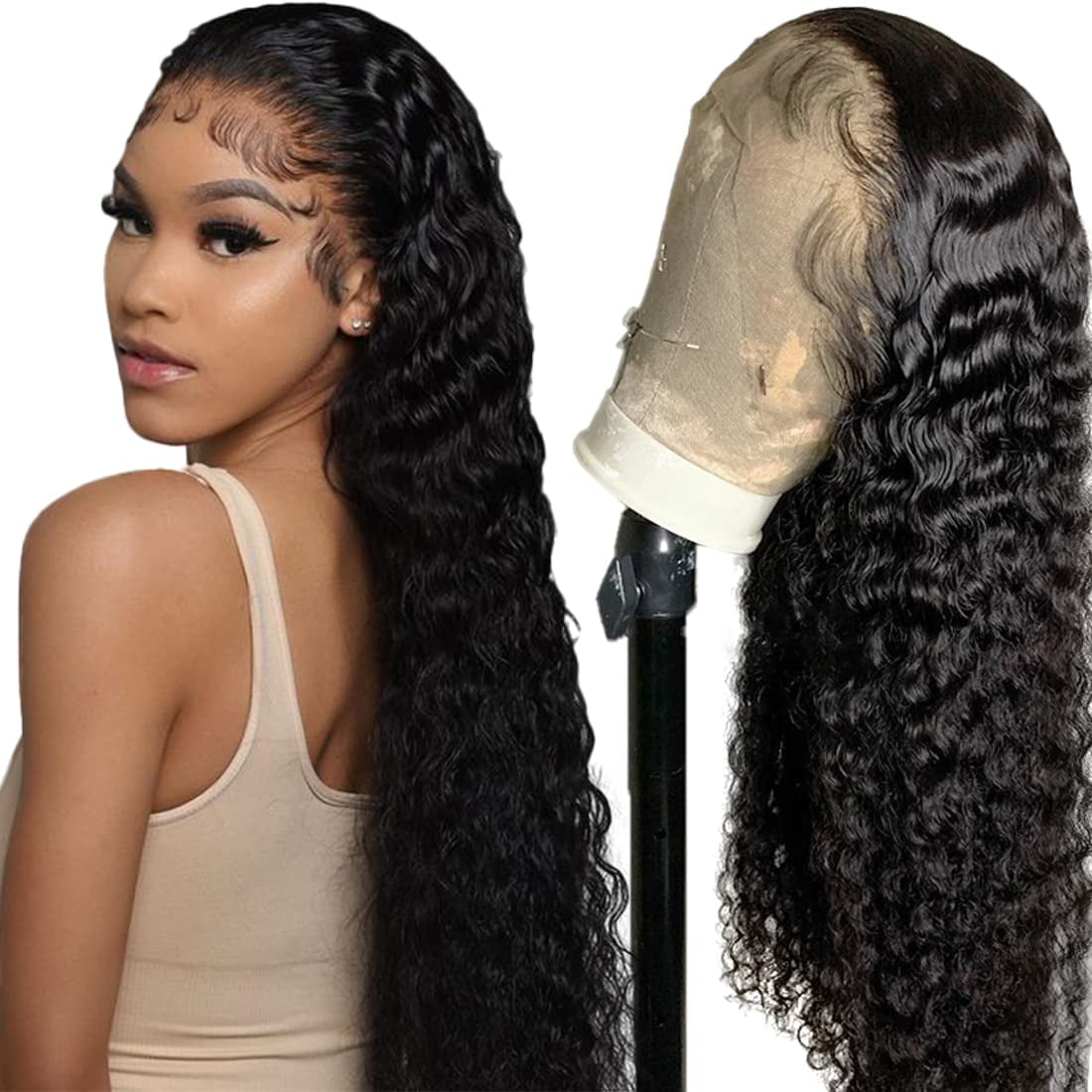 Deep Wave Lace Front Wigs Human Hair Wigs for Black Zimbabwe
