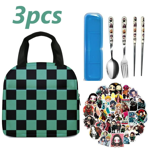 3PCS Demon Slayer Lunch Box Kamado Nezuko Lunch Bags lunchbox for boys
