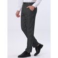 thumbnail image 2 of Unique Bargains Men's Striped Dress Pants Straight Fit Color Block Office Suit Trousers 28 Black, 2 of 6