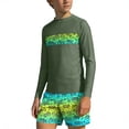 thumbnail image 2 of Bathing Suits for Teens Rash Guard Swimsuits Set for Boys Hawaiian Print Long Sleeve Swim Shirt with Swim Trunks Vacation Modest Two Piece Swim Set for 3-14Years, 2 of 7