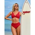 thumbnail image 7 of Sociala Women Ruched Two Piece Swimsuit Knot Twist Bikini Set V Cut Bathing Suits 2026 Swimwear, 7 of 7