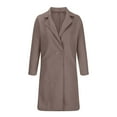 thumbnail image 3 of Dezsed Womens Winter Coats Women's Solid Color Lapel Pocket Long Jacket Cardigan Jacket Coffee L, 3 of 6
