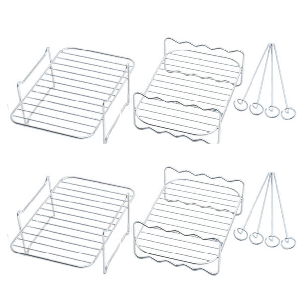 2X Estante de Freidora de Aire para Cesta Doble, Accesorio de Freidora de Aire, Estante Multicapa, para Ninja Foodi DZ201 DZ40 Freidora de Aire de Cesta Doble