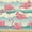 Blush Pale Teal Cream, variant on Ambesonne Peach Fabric by the Yard Upholstery, Kawaii Smiling Fruit Cartoon, 1 Yard, Pastel Pink White Green