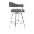 thumbnail image 2 of Armen Living Indoor Amador 26" Counter Height Barstool in Brushed Stainless Steel and Vintage Gray Faux Leather, 2 of 7