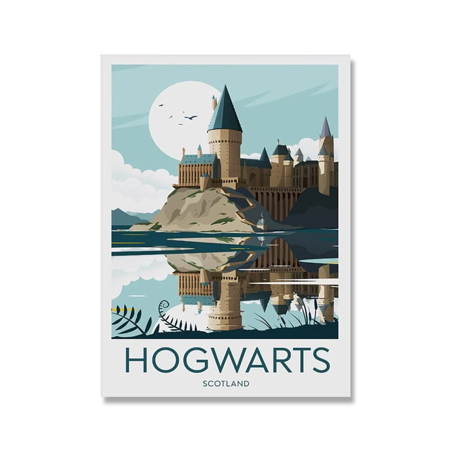 Movie Hogwart Castle Posters and Prints Castle Lake Sun Canvas Painting Abstract Pictures For Kid Room Home Decoration Wall Art20x25cm No Frame Gao Jinjia LED