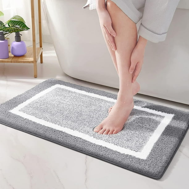 Color&geometry 45x65cm Non-slip Bath Mat, Machine Washable Absorbent Shower Mat, Soft For Bathroom, Kitchen - Gray