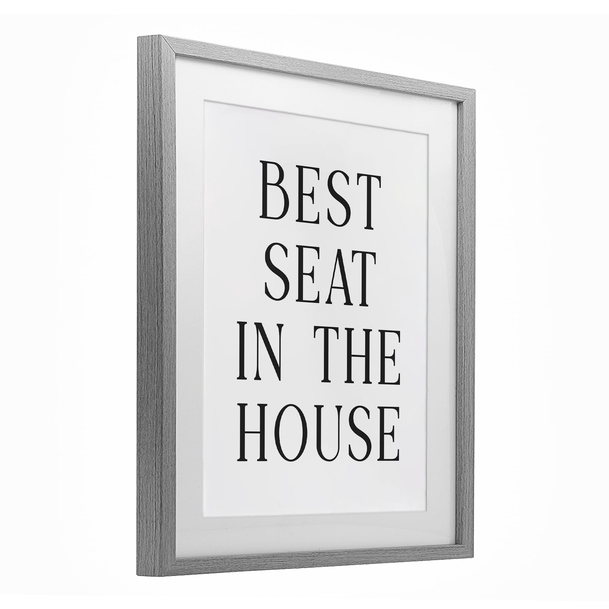 Stupell Industries Best Seat Bathroom Toilet Gray Framed Print Under Glass, design by Lettered and Lined