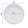 thumbnail image 5 of BalsaCircle 10 Pieces Disposable Plastic Round Plates 8" White Rose Gold Trim, 5 of 6