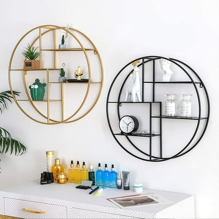F Shelves Wall Mounted Wrought Iron Shelf Round Metal Hanging Mount Display Organizer Holder For Home Decor Black Canada - Round Metal Wall Decor Shelf F Shelves Wall Mounted Wrought Iron Shelf Round Metal Hanging Mount Display Organizer Holder For Home Decor Black Canada - Round Metal Wall Decor Shelf