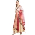 thumbnail image 3 of eloria Geomatric Red Woman's Indian Ethnic Chunni, Dupatta, Stole, Scarf Shawl Wrap Gotta Patti, Tafata Silk, 3 of 4