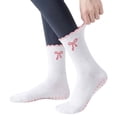 thumbnail image 2 of Yuanlong Women Socks Mid-Calf Yoga Non Dot Grip Socks Embroidery Bow Sports Fitness Hosiery, 2 of 4