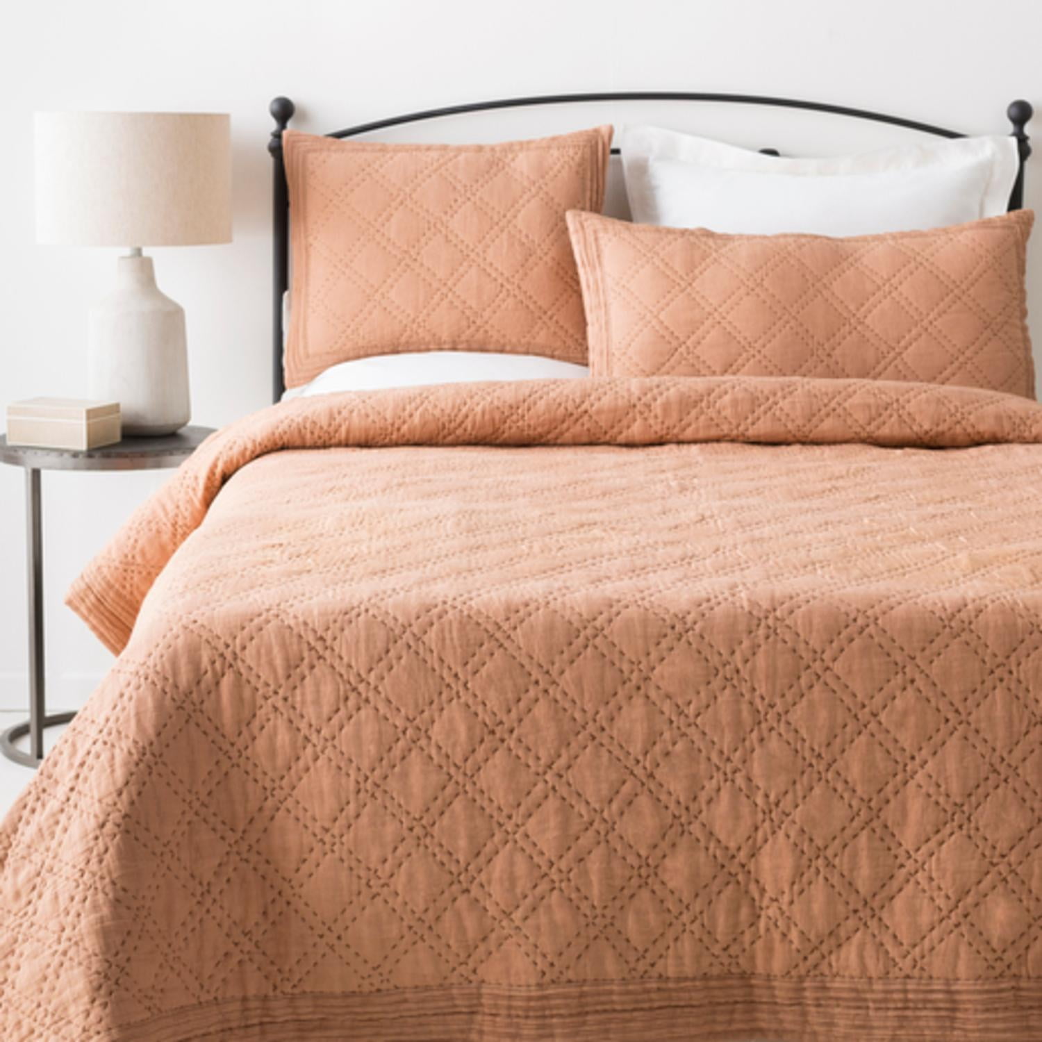 Neutral Peach Pink And Brown Modern Style Linen Twin Bedding Set Neutral Peach Pink And Brown Modern Style Linen Twin Bedding Set Com