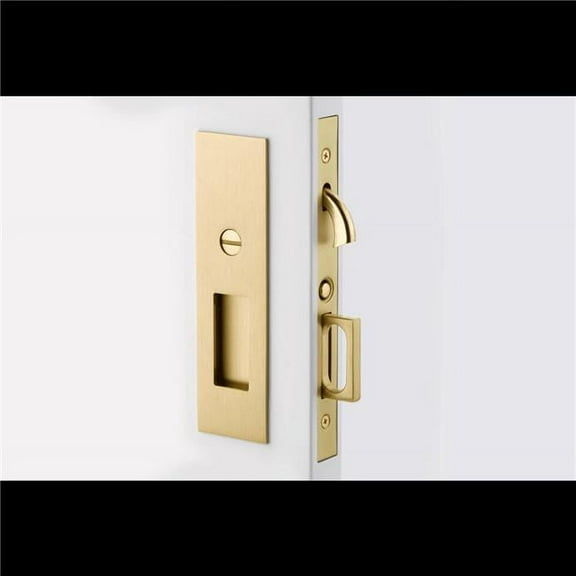 Emtek 2155US4138 Narrow Modern Rectangular Privacy Pocket Door, Satin Brass