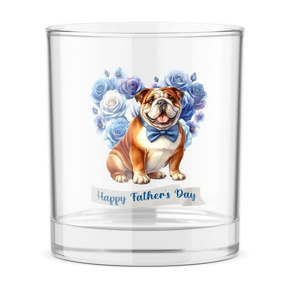 Bulldog Proud Dad Happy Father's Day 11oz Whiskey Glass Mug Dog Lover Gifts Idea Whiskey Cocktail Glasses Cup - 02008