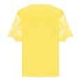 thumbnail image 5 of Brilliant Tunic Tops for Women Women Casual Solid Short Sleeve VRound Neck Lace Stitching Pullover Blouse T-Shirt Tops Yellow S, 5 of 6