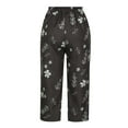 thumbnail image 5 of Odeerbi Capris Pants for Women 2025 Casual Floral Printed High Waist Straight Cropped Pants Gray, 5 of 8