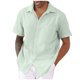 thumbnail image 1 of Summer Men's Lapel Button Short Sleeved Shirt Stripe Casual Top L, 1 of 4