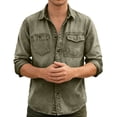 thumbnail image 4 of Business Casual Shirts for Men 2026 Spring Cotton Linen Relaxed Fit Long Sleeve Button Down Lapel Collar Work Shirt, 4 of 5