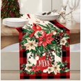 thumbnail image 4 of Camino de mesa navideño, adornos de nieve de bosque, Papá Noel, enanos, mantel rojo de Navidad, decoración de mesa, decoración de fiesta, 4 of 4