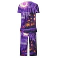 thumbnail image 3 of Rbaofujie Pyjama Boutonné pour Femmes Ensemble de Pyjama Capris Décontracté à la Mode Imprimé Col Rond Boutonné Vêtements de Nuit pour Femmes, 3 of 4