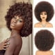 thumbnail image 1 of Zhuge Peluca afro suave de los años 70 para mujeres Pelucas de cabello afro rizado con flequillo Peluca afro de cabello sintético Peluca afro para uso diario en fiestas, Marrón oscuro, 1 of 2