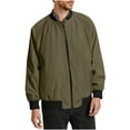 thumbnail image 2 of Men's Bomber Jacket Lightweight Casual Zip Up Windbreaker Zip Up with Pocket Fall Golf Stylish Coats Plus Size, 2 of 4