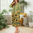 thumbnail image 5 of Yuyamidu Retro Sunflower Womens Zipper Robe Long Lightweight Bathrobe Green Sleepwear Gown Trendy Long Sleeve Robes for Women Plus Size 4XL Ladies Lounge Dresses with Pockets, 5 of 7