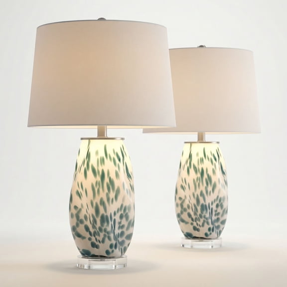 Possini Euro Design Chelsea 25" High White and Blue Nightlight Table Lamp Set of 2