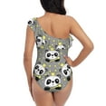 thumbnail image 5 of Gukieu Panda With Crown And Stars Print One-shoulder Ruffled One-piece Swimsuit with Removable Chest Pads and Tummy-control Swimsuit for Women-X-Large, 5 of 6