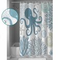 thumbnail image 3 of Small Stall Shower Curtain 36x78 Inch Narrow Half Size Teal Blue Octopus Coastal Bath Curtains Bathroom Decor Nautical Coral Starfish Waterproof Fabric Shower Curtain Set with Hooks 36 Inch, 3 of 6