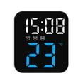 thumbnail image 1 of Reloj despertador digital para dormitorio, LED, silencioso, de escritorio, moderno, con brillo ajustable. Azul, 1 of 9