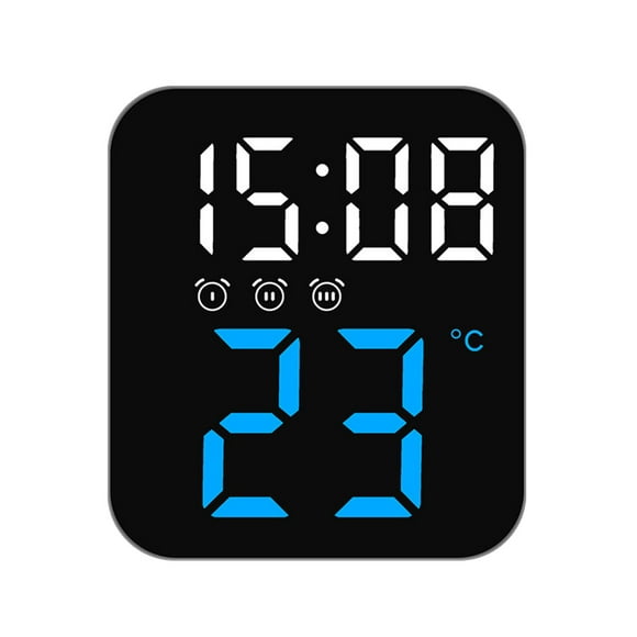 Reloj despertador digital para dormitorio, LED, silencioso, de escritorio, moderno, con brillo ajustable. Azul