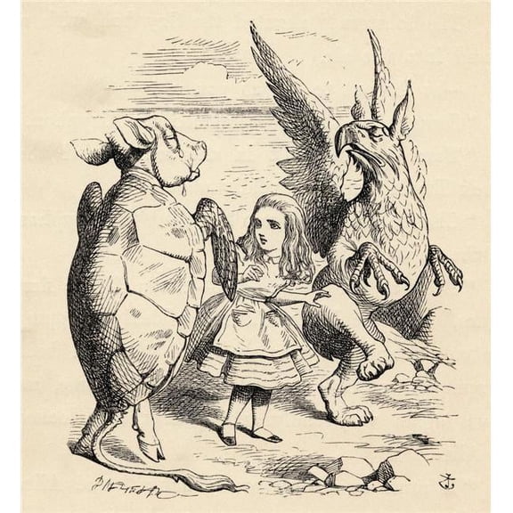 Alice With The Gryphon And The Mock Turtle Illustration By John Tenniel From The Book Alicess Adventures In Wonderland