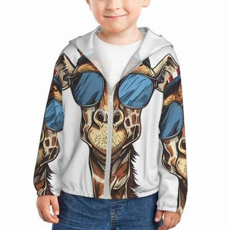

Gaeub American Giraffe Style Print Athletic Sun Protection Hoodie for Kids Long Sleeve Outdoor UV Shirt Running Fishing Top for Boys Girls-3 Years