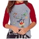 thumbnail image 4 of Pntutb moda mujer Navidad cuello redondo manga larga Patchwork impresión camiseta Casual blusa tops Pntutb Pntutb-4387, 4 of 6