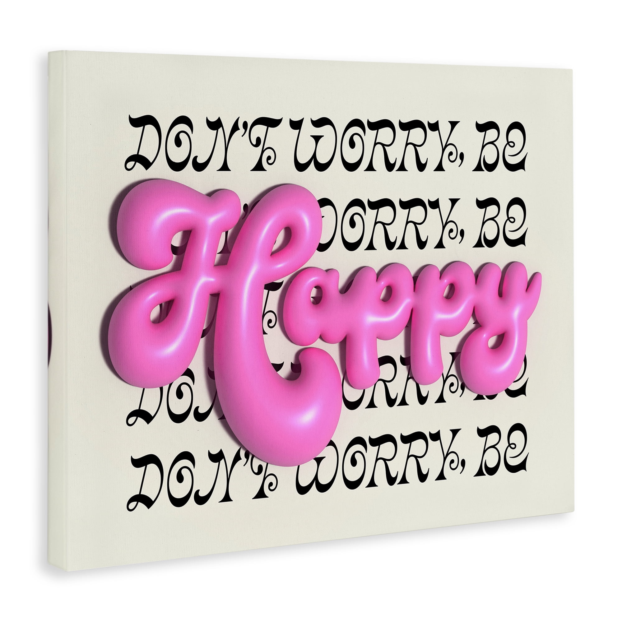 Stupell Industries Bubble Letters Happy Text & Numbers Painting Wrapped Canvas Art Print Wall Art, 48 x 36