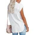 thumbnail image 3 of Blouses for Women Short Sleeve Shirts, Askfv V Neck Solid Color Blouse Button Down Casual Tops, 3 of 4