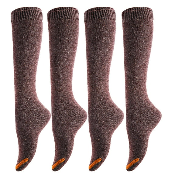 Lian LifeStyle Women's 4 Pairs Awesome, Breathable, Fancy and Cozy Knee High Cotton Boot Socks HR158212 Size 6-9 Coffee